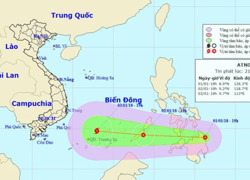 Áp thấp nhiệt đới có khả năng thành bão đang hướng vào Biển Đông