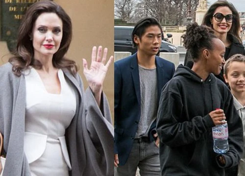 Angelina Jolie khoe thần thái đầy sang chảnh khi đưa Pax Thiên và các con tham quan Paris