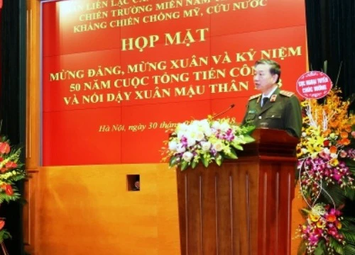 Bộ trưởng Tô Lâm dự buổi họp mặt mừng Đảng, mừng Xuân và kỷ niệm 50 năm cuộc Tổng tiến công và nổi dậy Xuân Mậu Thân 1968