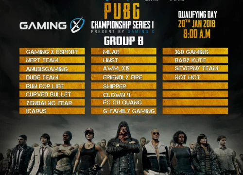 Công bố bảng thi đấu giải Gaming X PUBG CHAMPIONSHIP SERIES 1, cuối tuần này là các team đoạt 30 triệu đồng rồi