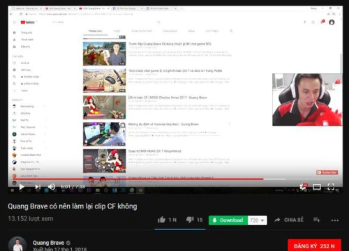 Kênh Youtube tụt view, Quang Brave lại làm clip Đột Kích