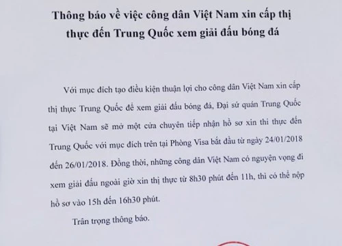 Mở thêm cửa tiếp nhận làm visa cho công dân Việt Nam đi xem trận chung kết U23.