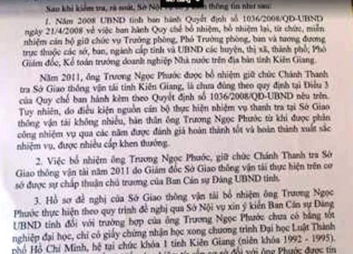 Bổ nhiệm Chánh thanh tra Sở GTVT chưa có bằng đại học vì... không có cán bộ