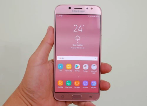 Mở hộp Samsung Galaxy J7 Pro phiên bản màu hồng