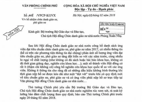 Thủ tướng yêu cầu rà soát lại việc phong chức danh GS, PGS năm 2017