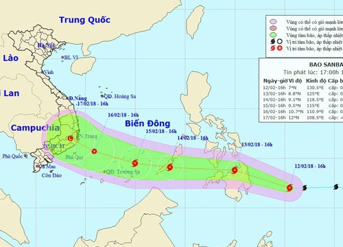 Bão Sanba sắp vào Biển Đông