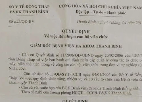 Bổ nhiệm "thần tốc" cho con trai, giám đốc bệnh viện bị cách chức