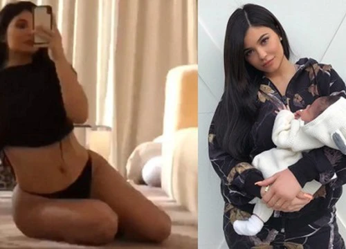 Kylie Jenner lần đầu khoe body đẫy đà và con gái mới sinh sau khi làm mẹ