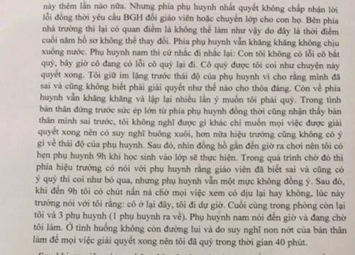 Cô giáo xác nhận quỳ 40 phút trước phụ huynh vì không có đường lui