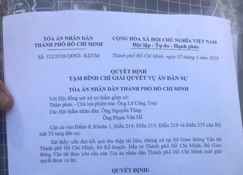 Tạm đình chỉ vụ Vinasun kiện GrapTaxi đòi bồi thường thiệt hại