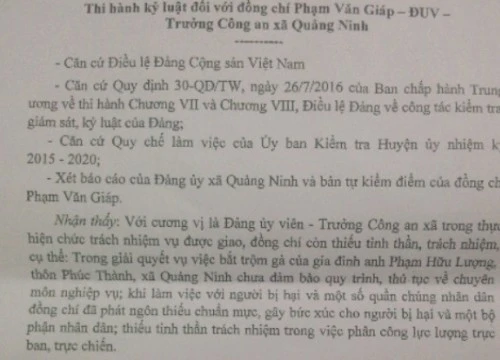 Điều tra vụ trộm gà "hời hợt", Trưởng công an xã bị kỷ luật khiển trách