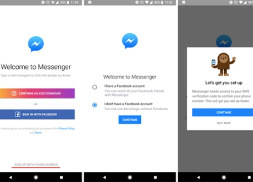 Sử dụng Messenger không cần tài khoản Facebook