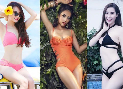 Đọ ảnh bikini nóng bỏng của Nhã Phương, Nam Em và Quế Vân