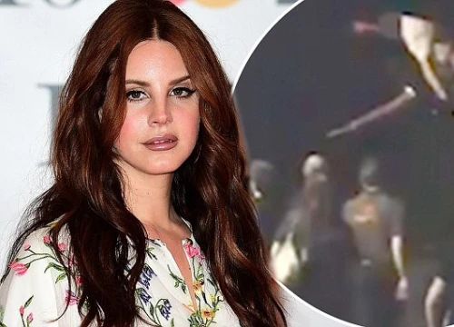 Clip: Lana Del Rey bị fan cuồng nhảy lên người khi đang rời sân khấu?