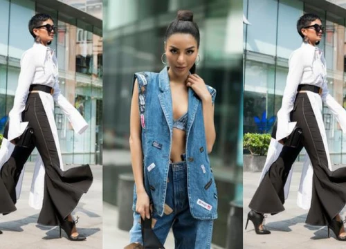 H'Hen Niê tiếp tục trưng dụng tông trắng, Khả Trang quyến rũ với trang phục denim trong ngày thứ hai The Best Street Style