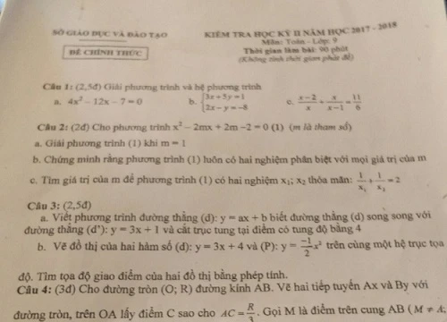 Bình Dương: học sinh được hưởng điểm phần sai trong đề toán lớp 9