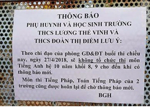 Cần Thơ: Làm rõ trách nhiệm trong vụ lộ hướng dẫn chấm bài thi môn tiếng Anh