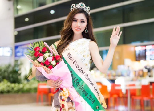 Thư Dung về nước sau khi đoạt Á hậu 2 Miss Eco International