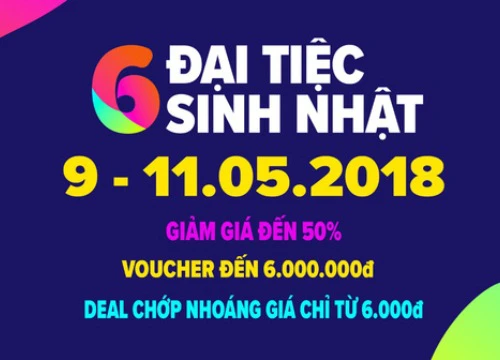 Lazada giảm giá cực sốc, tung deal đồng giá 6k nhân dịp Đại tiệc sinh nhật lần thứ 6