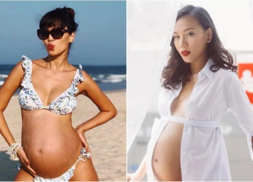 Chẳng ngại bụng to, loạt bà bầu Vbiz này vẫn rất chăm diện bikini khoe hình thể