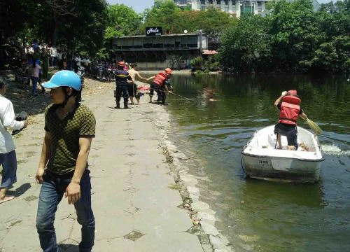 Lao xuống cứu cháu, ông chết chìm dưới hồ Thiền Quang