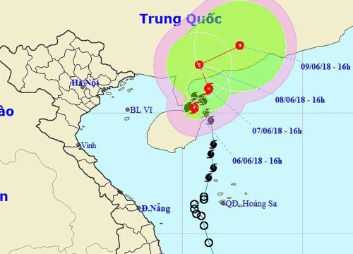 Ảnh hưởng của bão số 2, khu vực Bắc Biển Đông mưa giông mạnh