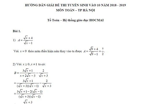 Gợi ý giải đề thi môn Toán vào lớp 10 tại Hà Nội