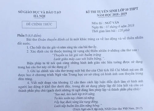 Hà Nội: Công an vào cuộc vụ đề Văn lớp 10 bị "tuồn" ra ngoài