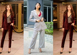 Minh Tú, Hoàng Thùy dắt tay nhau mặc suit hở bạo khoe vòng một quyến rũ