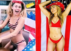 Vòng 1 lép kẹp, Miley Cyrus bị chị gái nóng bỏng làm lu mờ khi cùng mặc bikini