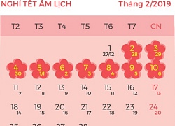 Tết Âm lịch 2019 được nghỉ bao nhiêu ngày?