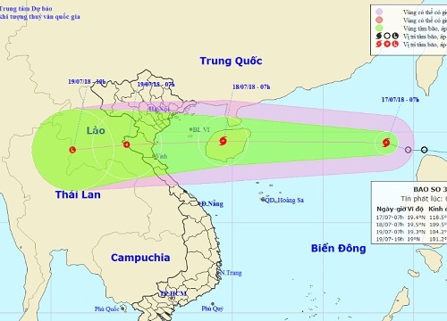 Bão số 3 giật cấp 10, hướng thẳng bờ biển Hải Phòng - Hà Tĩnh