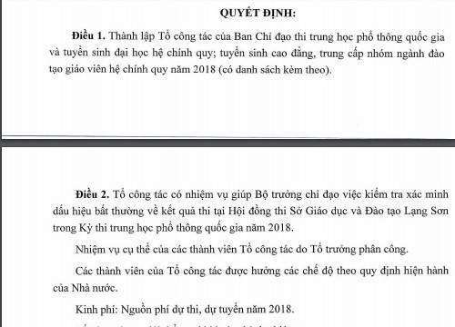 Bộ GDĐT lập tổ công tác kiểm tra bất thường tại Sơn La, Lạng Sơn