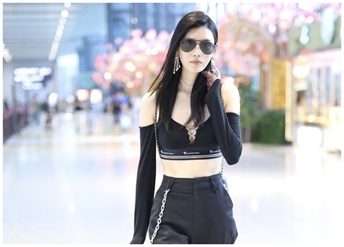 Diện crop top khoe eo thon như siêu mẫu Hề Mộng Dao