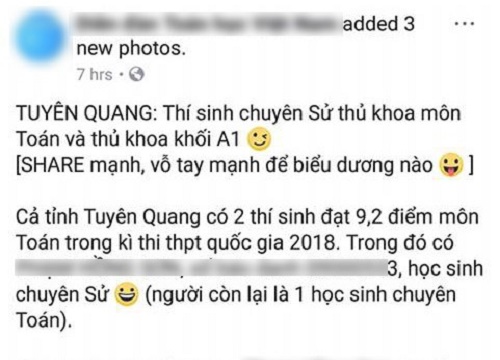 Nhiều người đặt nghi vấn về việc nam sinh chuyên Sử ở Tuyên Quang đỗ thủ khoa khối A1 với 27.65 điểm