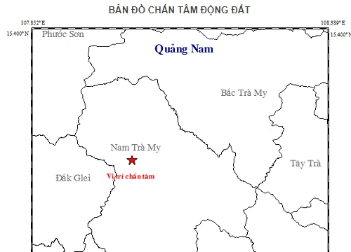 Lại xảy ra động đất ở huyện Nam Trà My, Quảng Nam