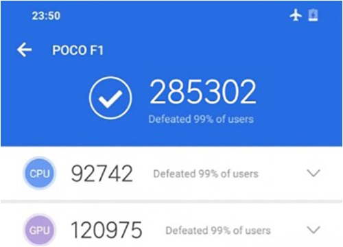 Xiaomi Pocophone F1 chip Snapdragon 845 lộ điểm benchmark siêu khủng 285,302 trên AnTuTu