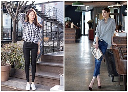 12 kiểu áo sơ mi nữ kết hợp quần jeans đẹp 2018 cho người nấm lùn