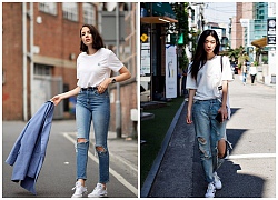 Lên đồ ra phố ngày hè 'đẹp quên lối về' với quần jeans và áo thun