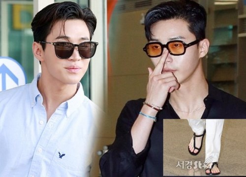 Park Seo Joon đi dép xỏ ngón 'đụng độ' con nhà tài phiệt đời thực Henry Lau tại sân bay