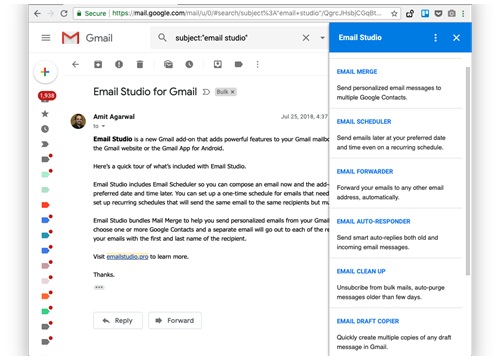 Email Studio: chương trình bổ sung các tiện ích thiết thực cho Gmail
