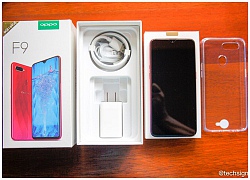 Mở hộp OPPO F9: mặt lưng đẹp, bám nhiều vân tay