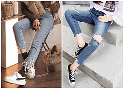 Nếu đang định sắm skinny jeans, bạn đừng mua loại bó chịt mà hãy chọn dáng ôm vừa phải như thế này mới là đúng mốt 2018