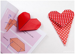 Cách gấp Bookmark hình trái tim Origami bằng giấy