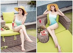 Hoa hậu Phương Lê diện bikini ở bể bơi tại nhà