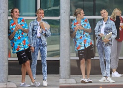 Justin Bieber và Hailey Baldwin nắm tay, cười nói trên đường phố