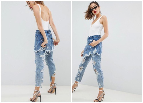 Mẫu denim "ngoài váy trong quần" tưởng sành điệu, hóa ra lại bị gọi là thảm họa thời trang