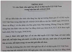 Nhà trường cho sinh viên nghỉ học để cổ vũ Olympic Việt Nam đá trận bán kết ASIAD 2018