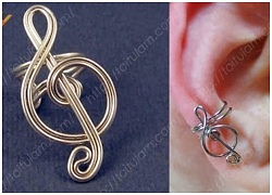 Cách làm khuyên tai Ear-cuff hình nốt nhạc dễ thương cho teengirl