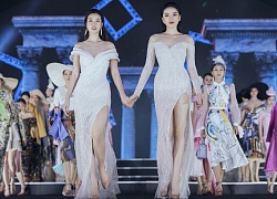 Đỗ Mỹ Linh - Kỳ Duyên thần thái kiêu sa lần đầu nắm tay nhau catwalk trên sân khấu Hoa Hậu Việt Nam